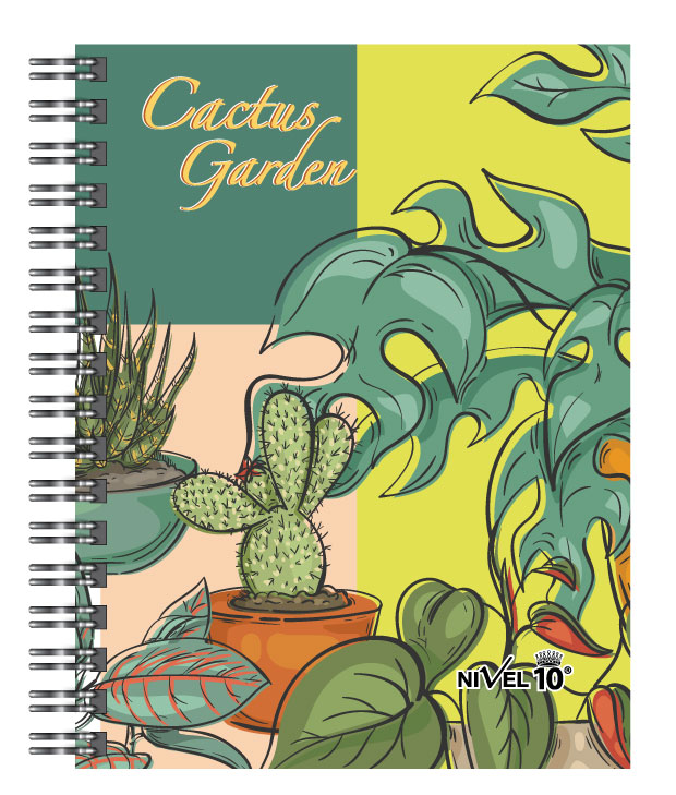 AGENDA NIVEL 10 TOP ESPIRALADA CACTUS C/ELASTICO