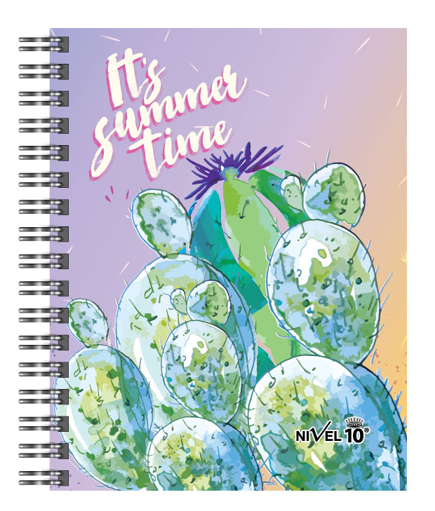 AGENDA NIVEL 10 TOP ESPIRALADA CACTUS C/ELASTICO