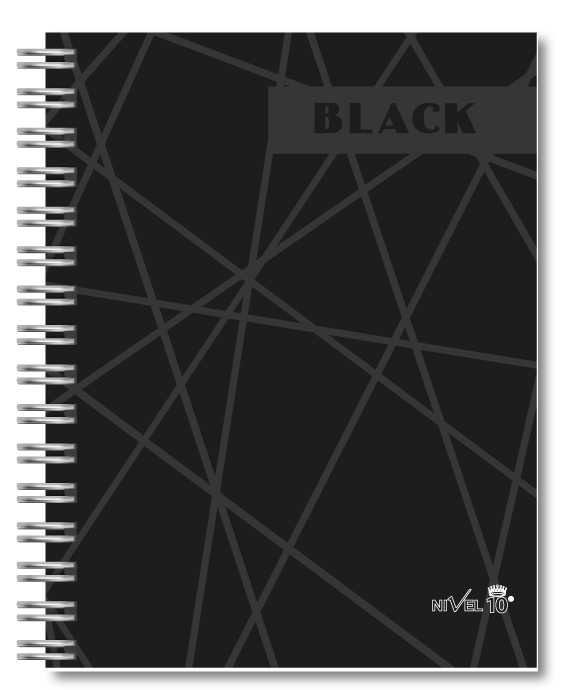 AGENDA NIVEL 10 BONJOUR ESPIRALADA BLACK C/ELAST.