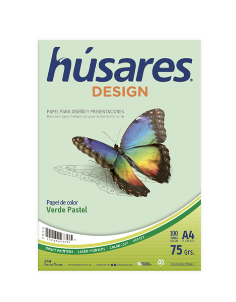 RESMA HUSARES DESIGN A4 75G X100H VERDE PASTEL