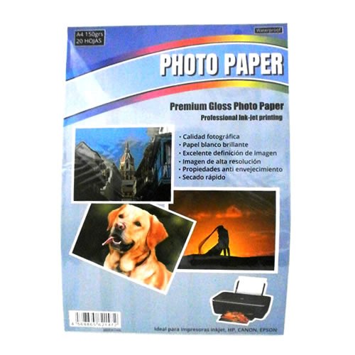 PAPEL FOTOGRAFICO GLOSSY 150G A4 X20