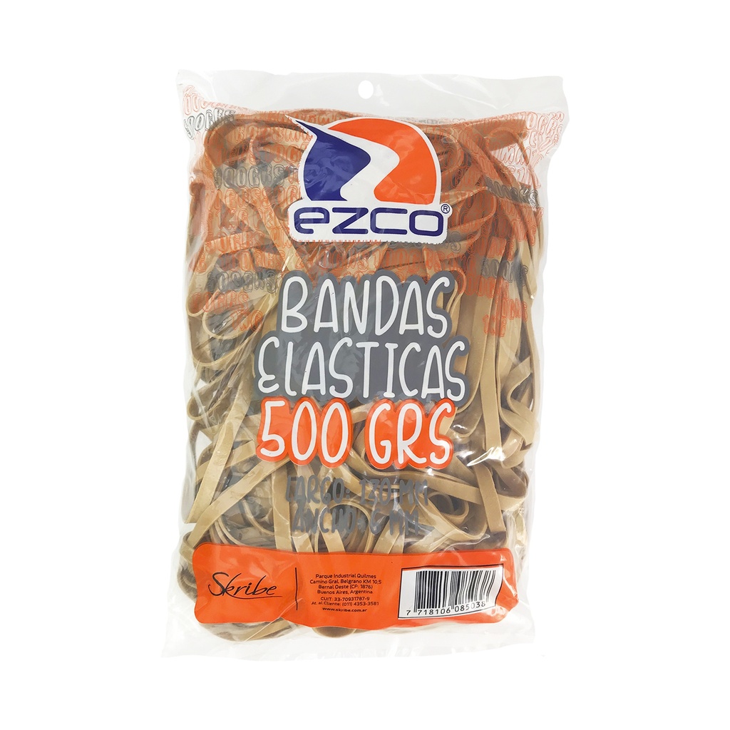 BANDAS ELASTICAS EZCO BOLSA X 500G LARGO GRUESA