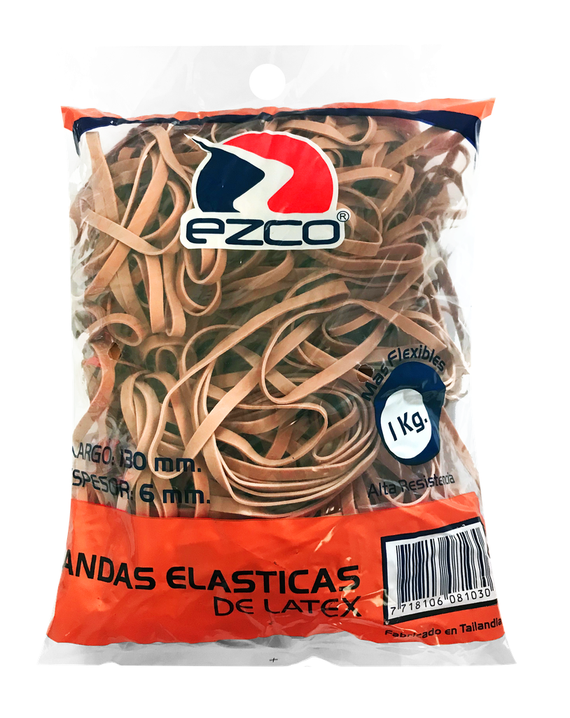 BANDAS ELASTICAS EZCO BOLSA X 1 KG LARGO GRUESA