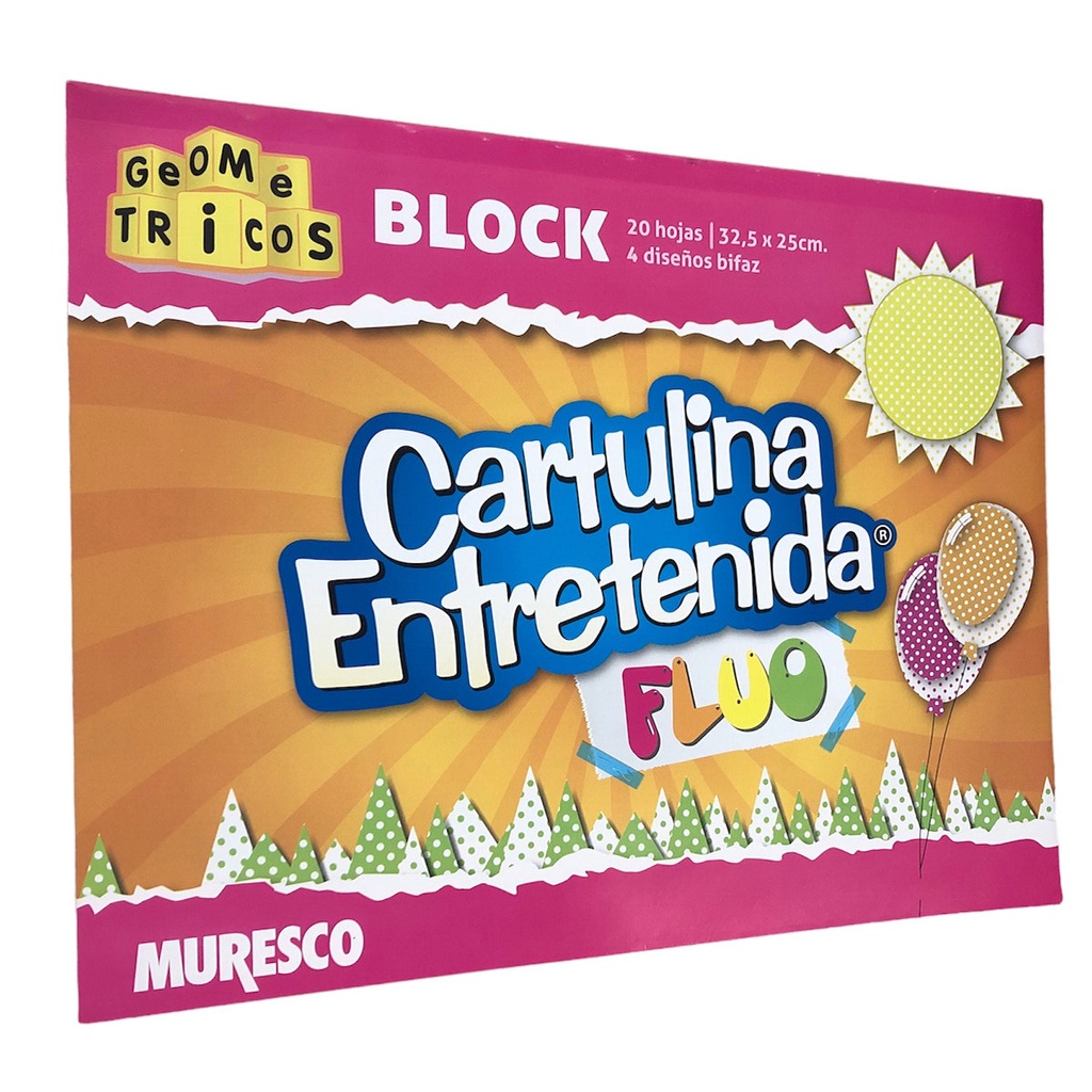 BLOCK MURESCO CARTULINA ENTRETENIDA GEOMETRICO FLUO X20H