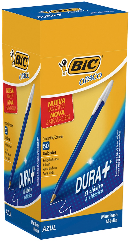 BOLIGRAFO BIC OPACO 1.0 X50 DURA+ AZUL