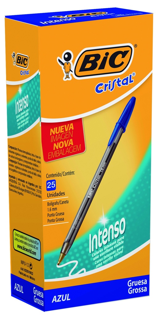 BOLIGRAFO BIC CRISTAL 1.6 X25 AZUL