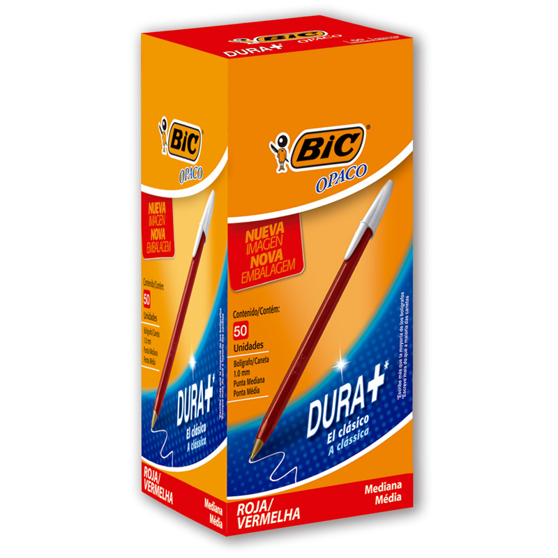 BOLIGRAFO BIC OPACO 1.0 X50 DURA+ ROJO