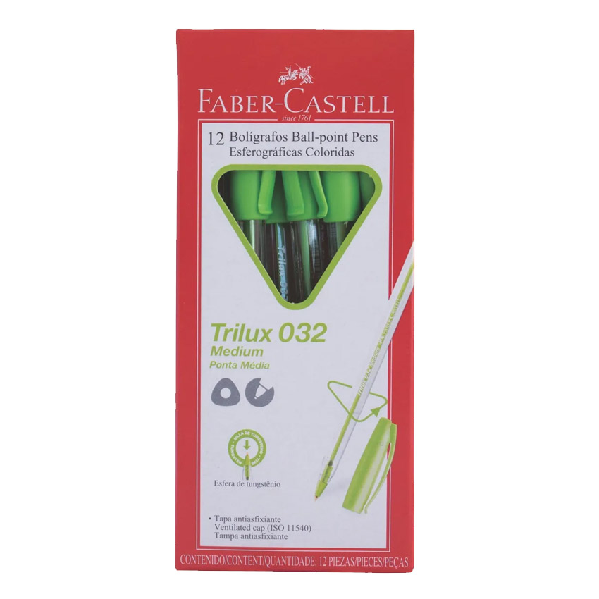 BOLIGRAFO FABER TRILUX 032 X12 VERDE LIMA