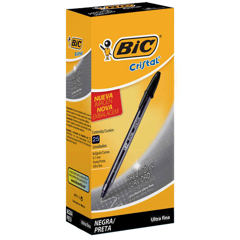 BOLIGRAFO BIC CRISTAL 0.7 X25 NEGRO PRECISION Y SUAVID