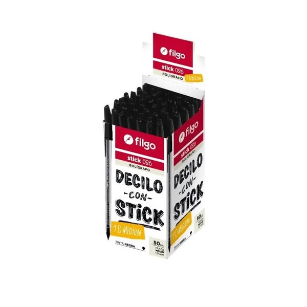 BOLIGRAFO FILGO 026 STICK 1.0MM X50 NEGRO