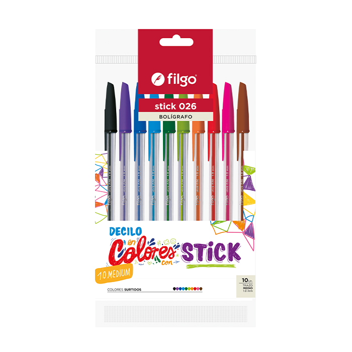 BOLIGRAFO FILGO 026 STICK X10 SURTIDOS