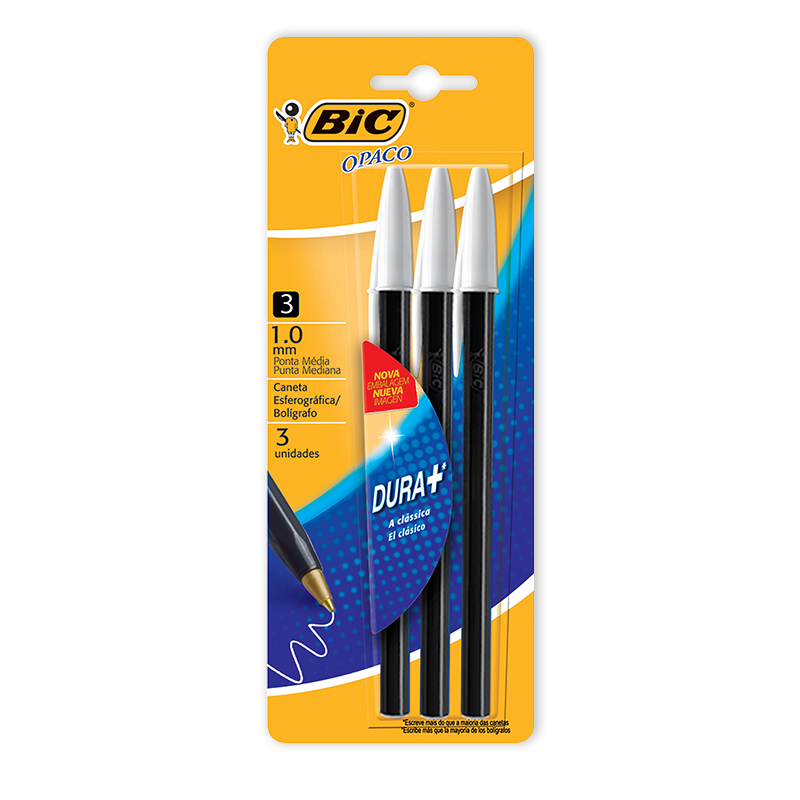 BOLIGRAFO BIC OPACO 1.0 X3 DURA+ NEGRO