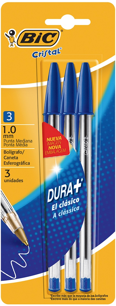 BOLIGRAFO BIC CRISTAL 1.0 X3 AZUL