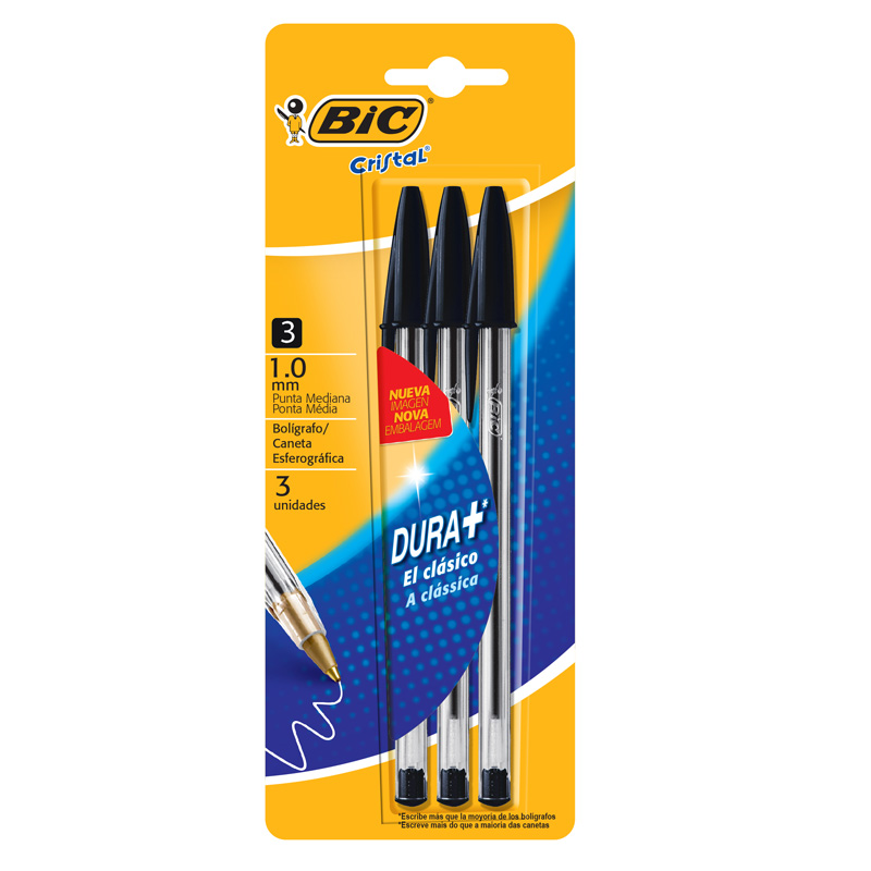 BOLIGRAFO BIC CRISTAL 1.0 X3 NEGRO