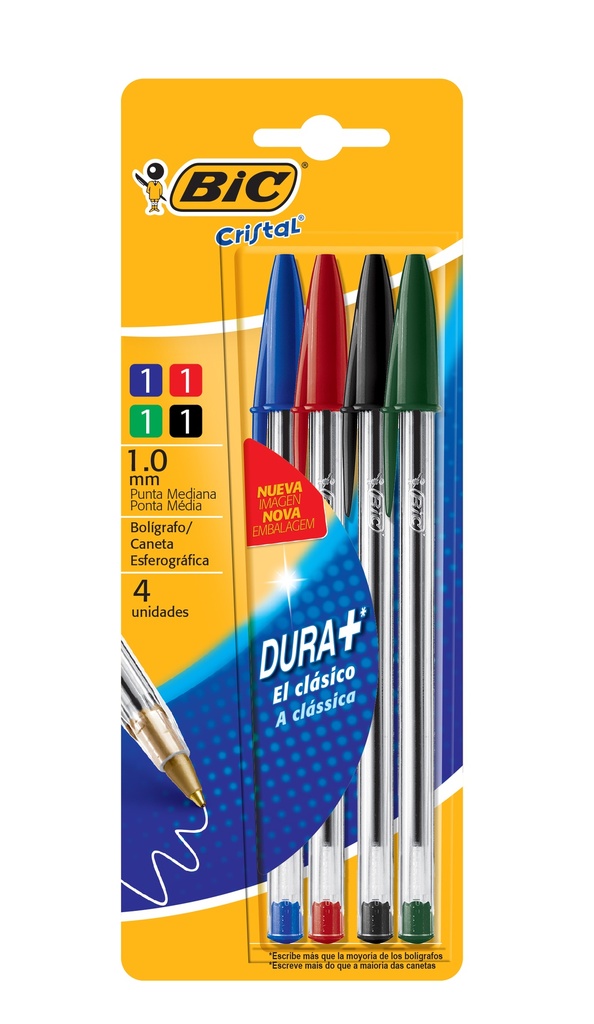 BOLIGRAFO BIC CRISTAL 1.0 X4 SURTIDO