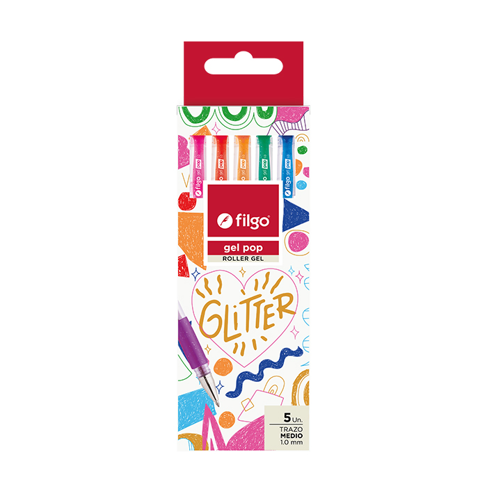 BOLIGRAFO FILGO GEL POP ROLLER GEL X5 GLITTER