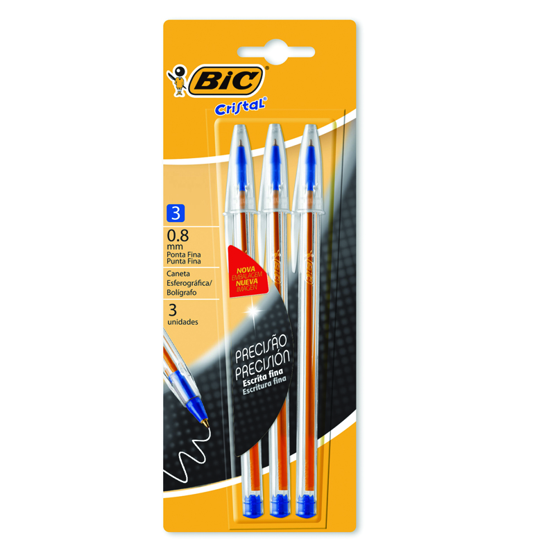 BOLIGRAFO BIC CRISTAL 0.8 X3 AZUL