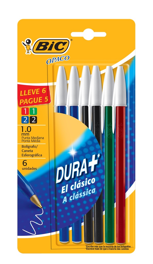 BOLIGRAFO BIC OPACO 1.0 X6 SURTIDOS