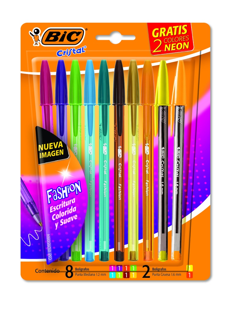 BOLIGRAFO BIC CRISTAL FASHION 1.2 X10