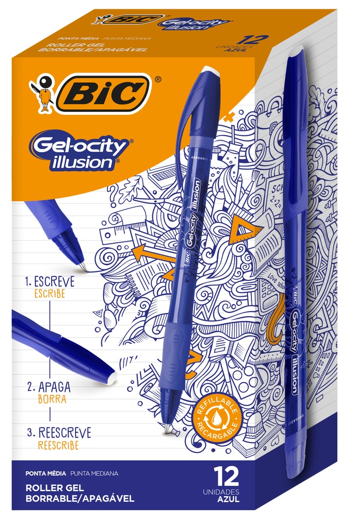 BOLIGRAFO BIC GELOCITY BORRABLE X12 AZUL