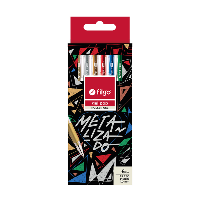 BOLIGRAFO FILGO GEL POP ROLLER GEL X6 METALIZADO