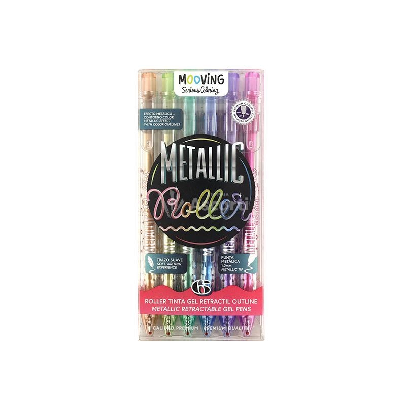 BOLIGRAFO MOOVING ROLLER TINTA GEL RT METALLIC X 6