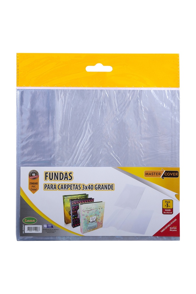 FUNDA PVC LAMA P/CARPETA 3X40 GRANDE X3