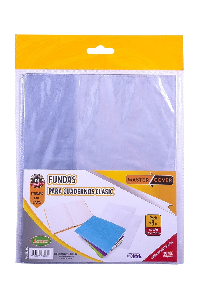 FUNDA PVC LAMA P/CUADERNO X3