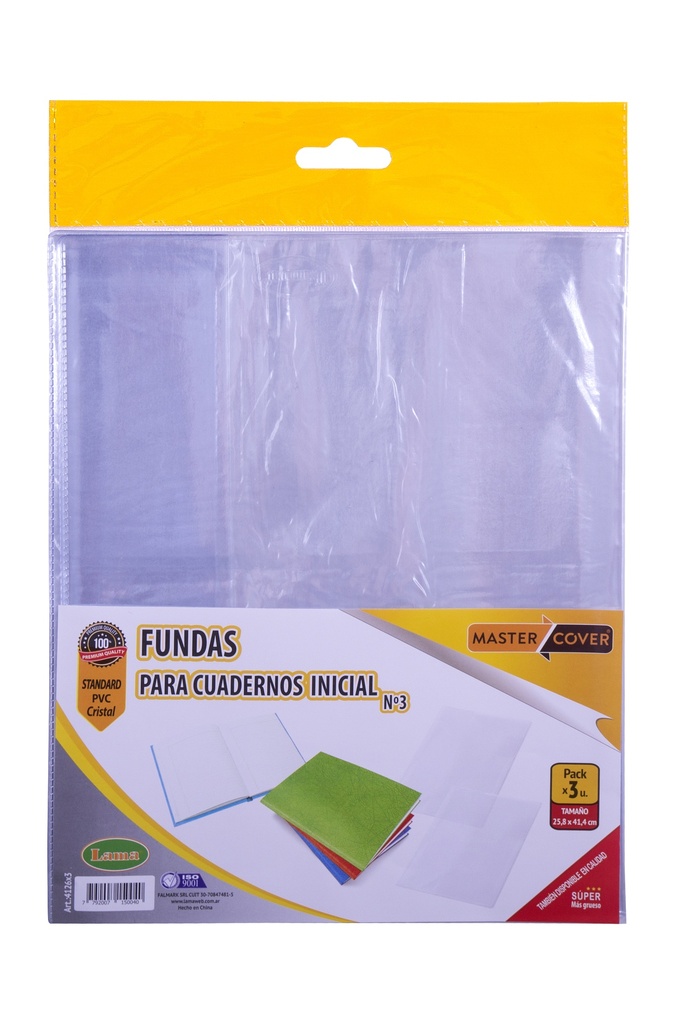 FUNDA PVC LAMA P/CUADERNO Nº3 X3