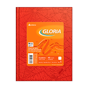 CUADERNO GLORIA T/D ARAÑA 42H ROJO RAYADO