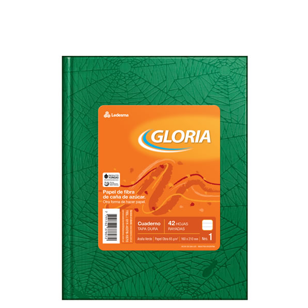 CUADERNO GLORIA T/D ARAÑA 84H VERDE RAYADO