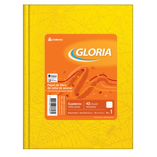 CUADERNO GLORIA T/D ARAÑA 42H AMARILLO RAYADO