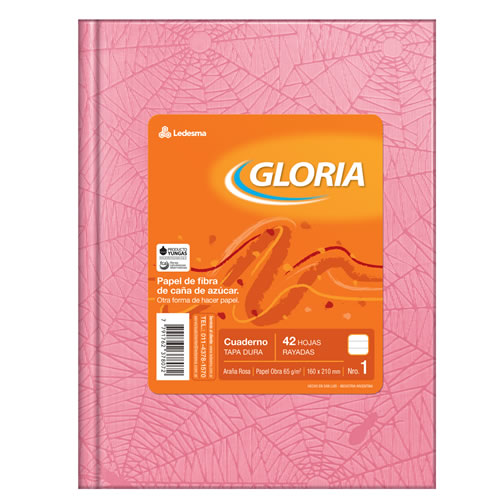 CUADERNO GLORIA T/D ARAÑA 42H ROSA RAYADO