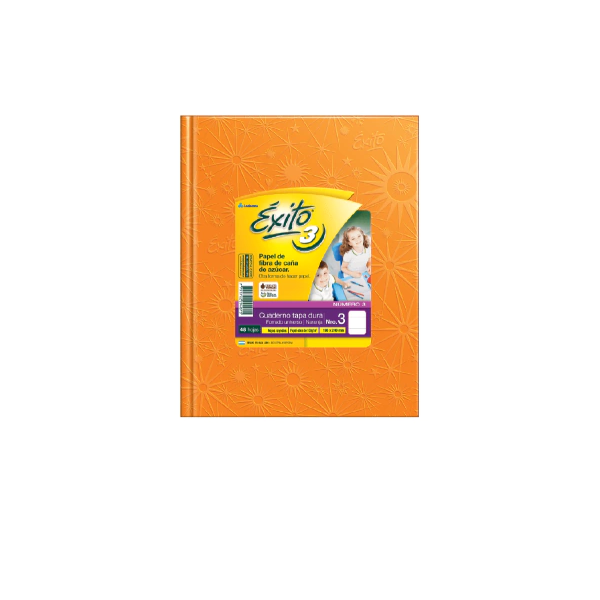 CUADERNO EXITO Nº3 FORRADO 48H NARANJA RAYADO