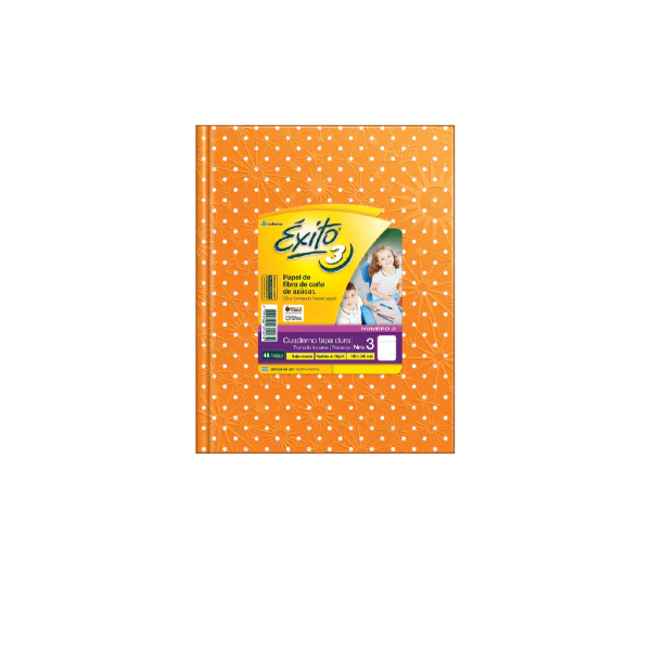 CUADERNO EXITO N°3 LUNAR 48H NARANJA RAYADO