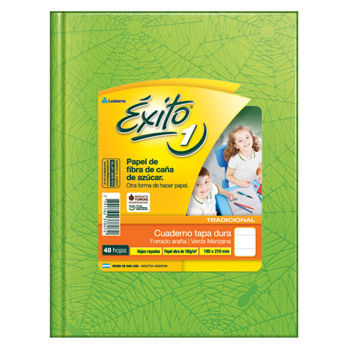 CUADERNO EXITO T/D ARAÑA 48H VERDE MZN RAYADO