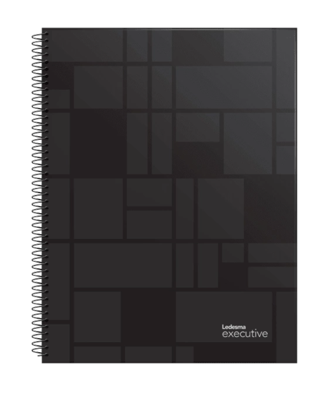 CUADERNO LEDESMA EXECUTIVE 16X21 120H NEGRO CUADRICUL.