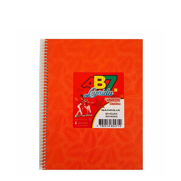 CUADERNO LAPRIDA AB7 21X27 60H NARANJA RAYADO