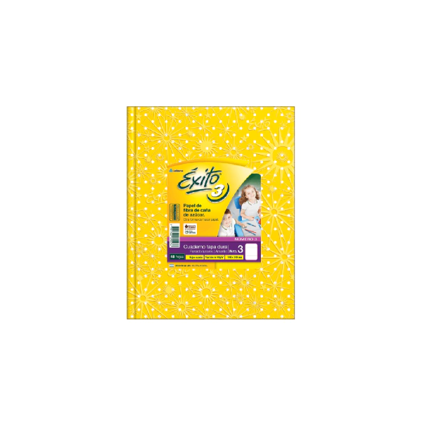 CUADERNO EXITO N°3 LUNAR 48H AMARILLO RAYADO