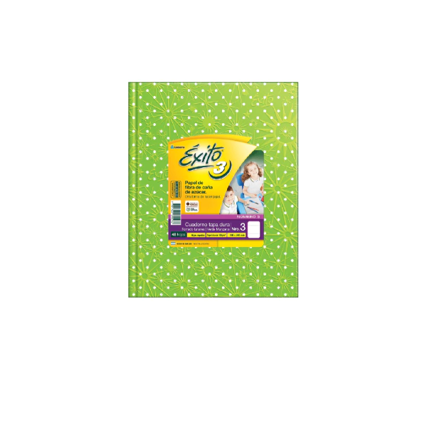 CUADERNO EXITO N°3 LUNAR 48H VERDE MANZANA RAYADO