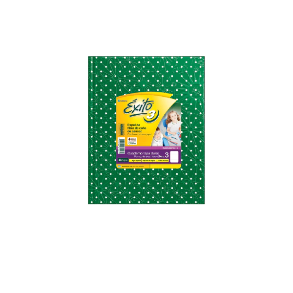 CUADERNO EXITO N°3 LUNAR 48H VERDE RAYADO