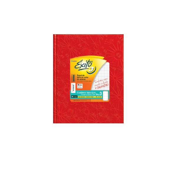 CUADERNO EXITO Nº3 FORRADO 48H ROJO CUADRO GRANDE