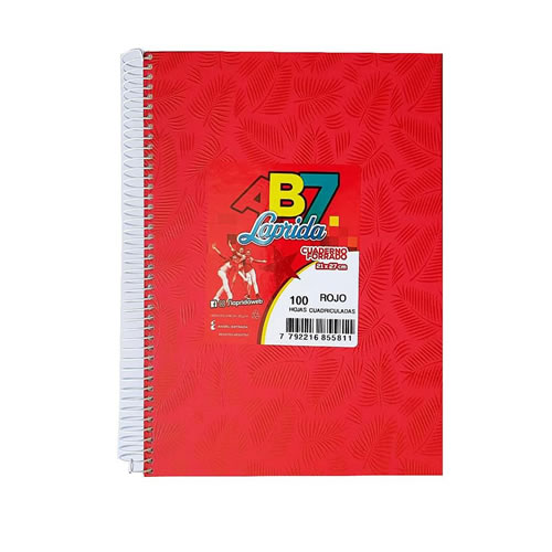 CUADERNO LAPRIDA AB7 21X27 100H ROJO RAYADO