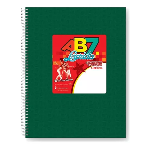 CUADERNO LAPRIDA AB7 21X27 60H VERDE CUADRICULADO