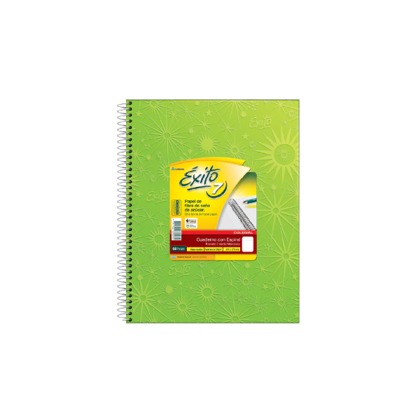 CUADERNO EXITO 7 ESP.21X27 60H VERDE MANZANA RAYADO