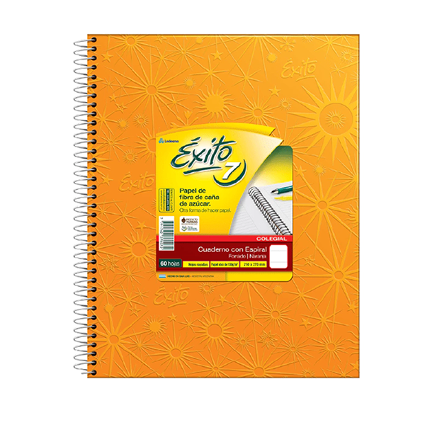 CUADERNO EXITO 7 ESP.21X27 60H NARANJA RAYADO