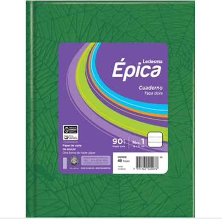 CUADERNO LEDESMA EPICA T/D ARAÑA 48H VERDE RAYADO