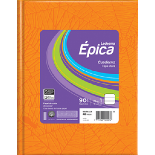 CUADERNO LEDESMA EPICA T/D ARAÑA 48H NARANJA RAYADO