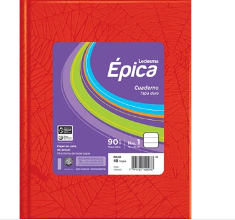 CUADERNO LEDESMA EPICA T/D ARAÑA 48H ROJO RAYADO