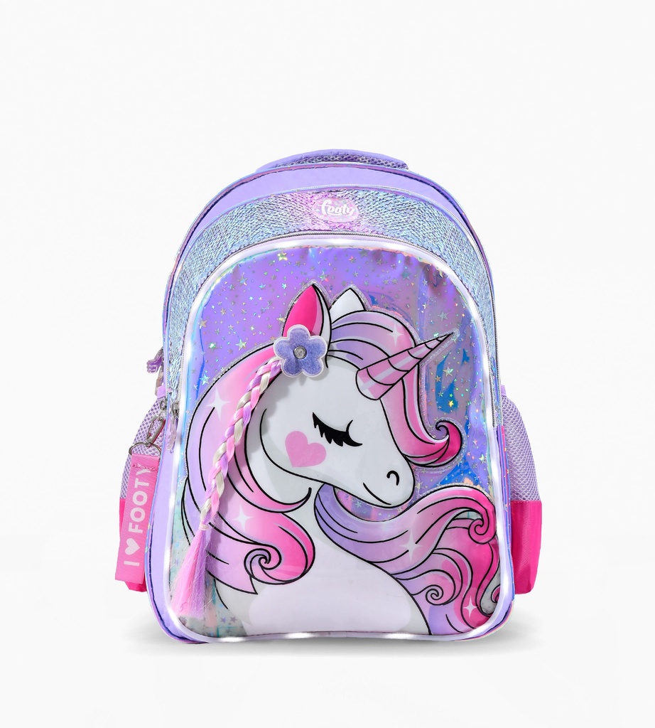 MOCHILA FOOTY ESPALDA 18'' UNICORNIO TRENZA